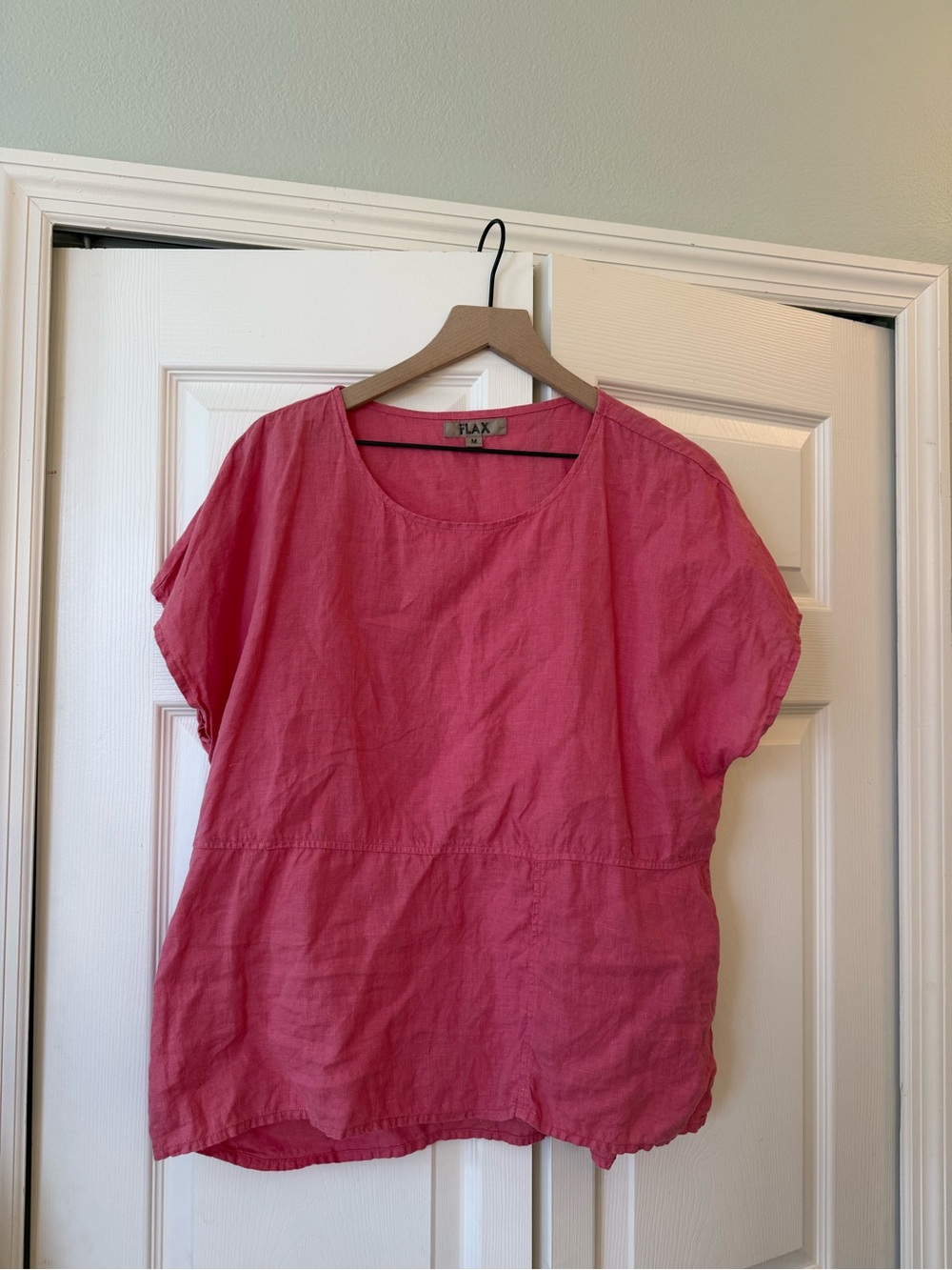 FLAX by Jeanne Engelhart 100% Linen Pink Tee Blouse Sz M - Picture 4 of 8